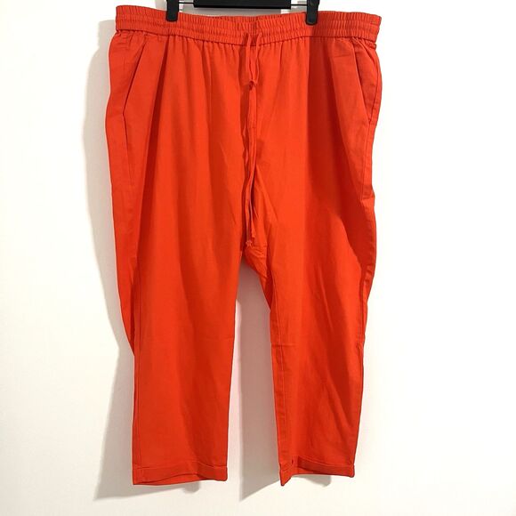 J Crew Linen Cotton Blend Drawstring Pant Womens Size 20 Orange Cropped Beach - Picture 1 of 8